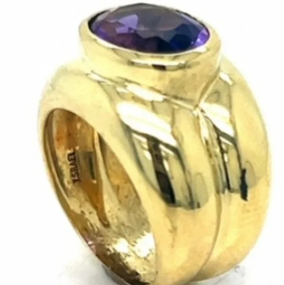 18K Tiffany & Co. Yellow Gold Bezel Set Amethyst R